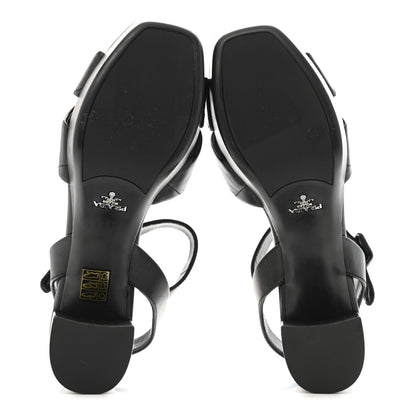 Prada Nappa Logo Quilted Crisscross Platform 20/65mm Sandals 39.5 Black 6 of 9