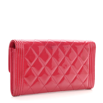 Chanel Patent Calfskin Quilted Boy Flap Wallet Pink 3 of 9