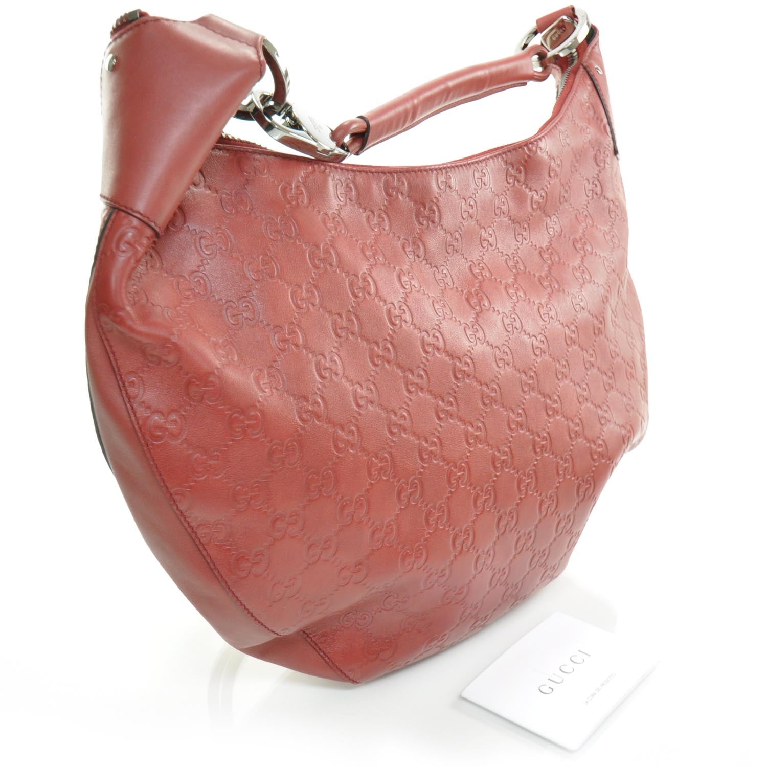 Gucci Guccissima Leather Hobo Red 3 of 7