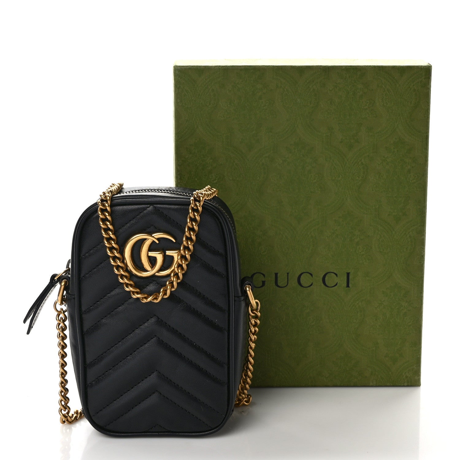 Gucci Calfskin Matelasse Mini GG Marmont Crossbody Bag Black 9 of 9