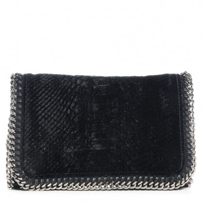 Stella McCartney Python Embossed Velvet Falabella Crossbody Black 1 of 8