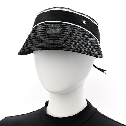 Chanel Abaca Cotton Ribbon Visor M Black 2 of 7