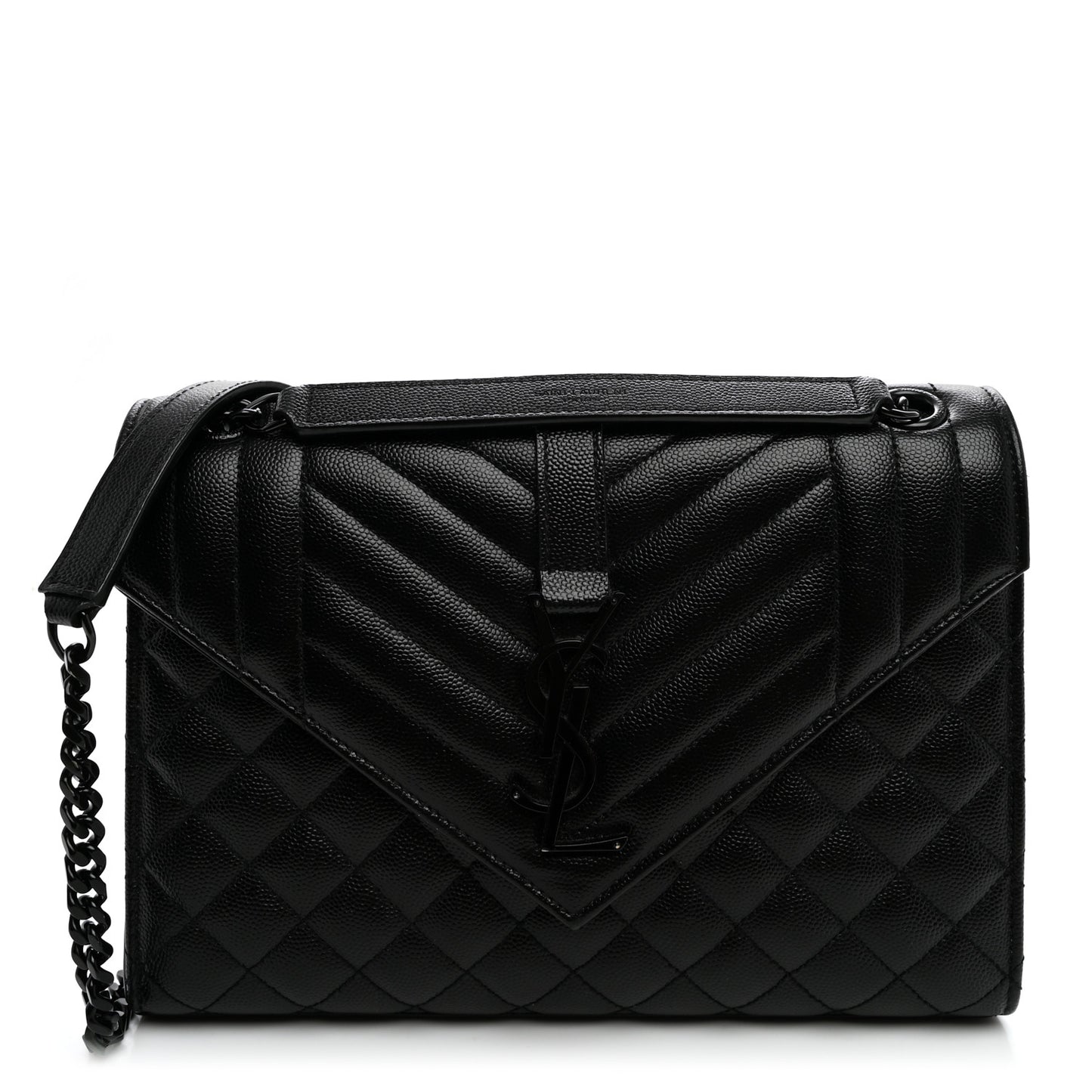Grain De Poudre Textured Mixed Matelasse Triquilt Medium Monogram Monochrome Satchel Black