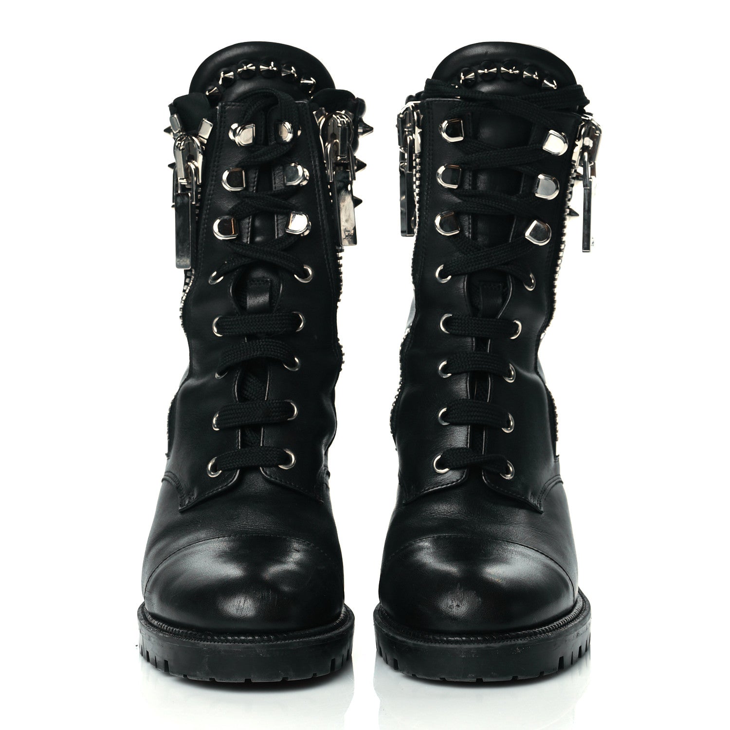 Christian Louboutin Calfskin Winter Spikes 70 Combat Boots 38 Black 2 of 7