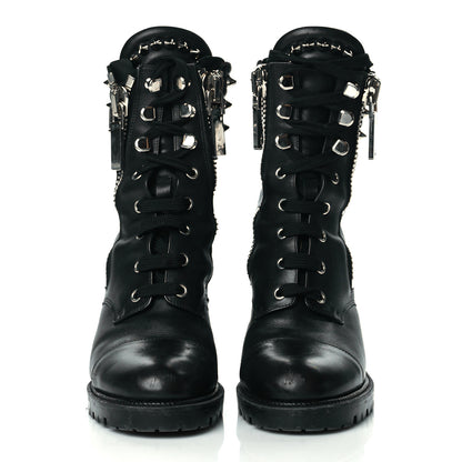 Christian Louboutin Calfskin Winter Spikes 70 Combat Boots 38 Black 2 of 7