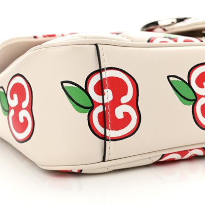 Gucci Calfskin Matelasse Diagonal GG Apple Small GG Marmont Shoulder Bag Ivory 9 of 12