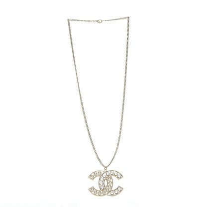 Chanel Crystal Pearl CC Pendant Necklace Gold 3 of 6