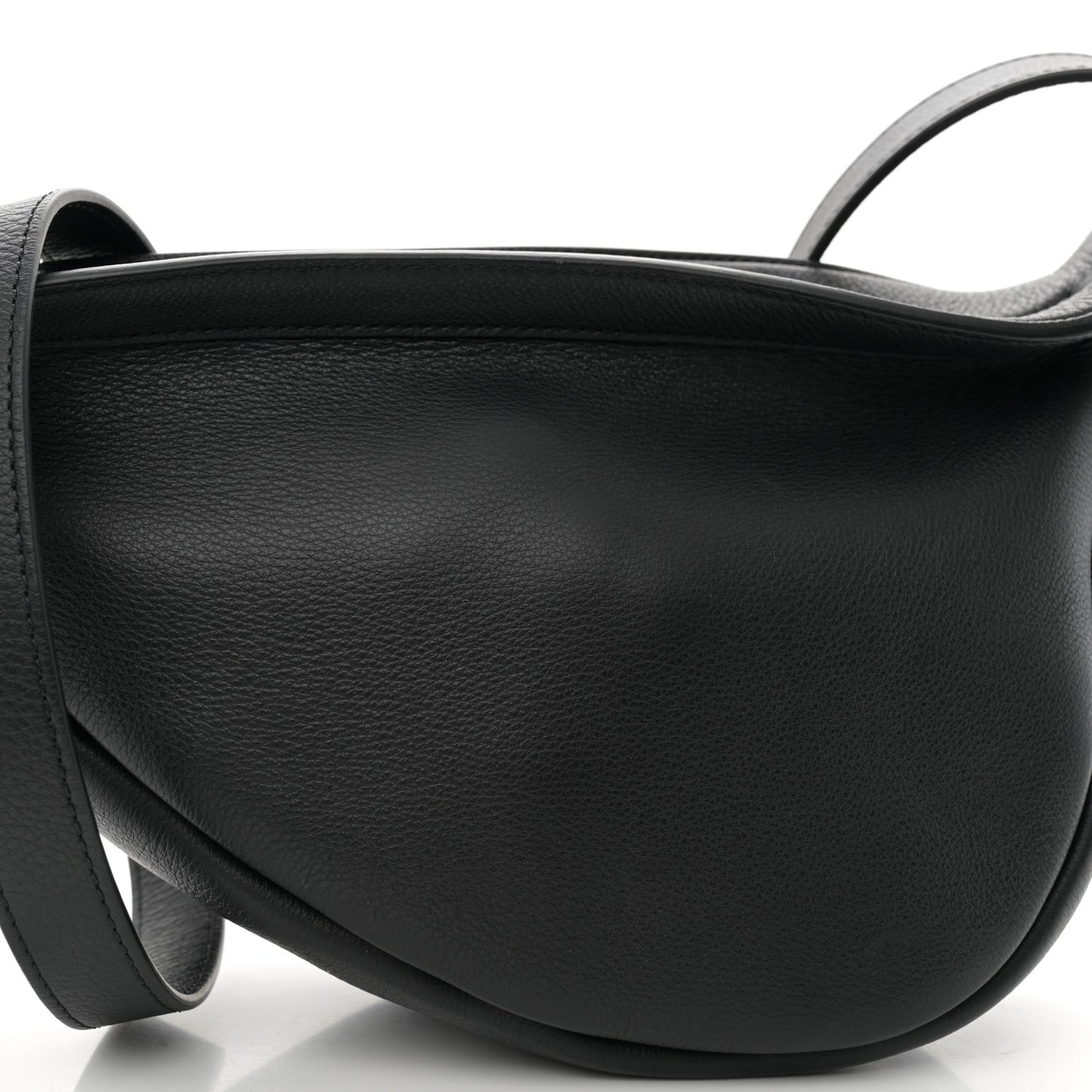 Grained Calfskin Small Slouchy Banana Bag Black