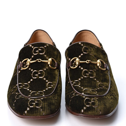 Gucci Velvet GG Monogram Mens Horsebit Loafers 8.5 Green 2 of 11