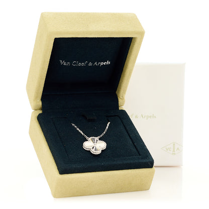Van Cleef & Arpels 18K White Gold Guilloche Vintage Alhambra Pendant Necklace 6 of 6