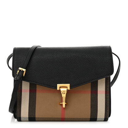 Burberry Derby Calfskin House Check Small Macken Crossbody Bag Black 1 of 14