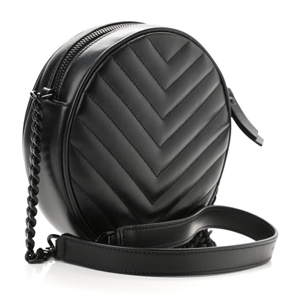 Saint Laurent Calfskin Matelasse Chevron Round Vinyle Camera Bag Black 2 of 9