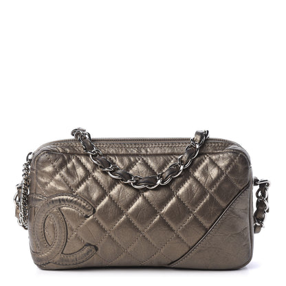 Chanel Metallic Aged Calfskin Quilted Cotton Club Pochette Bronze 1 of 9