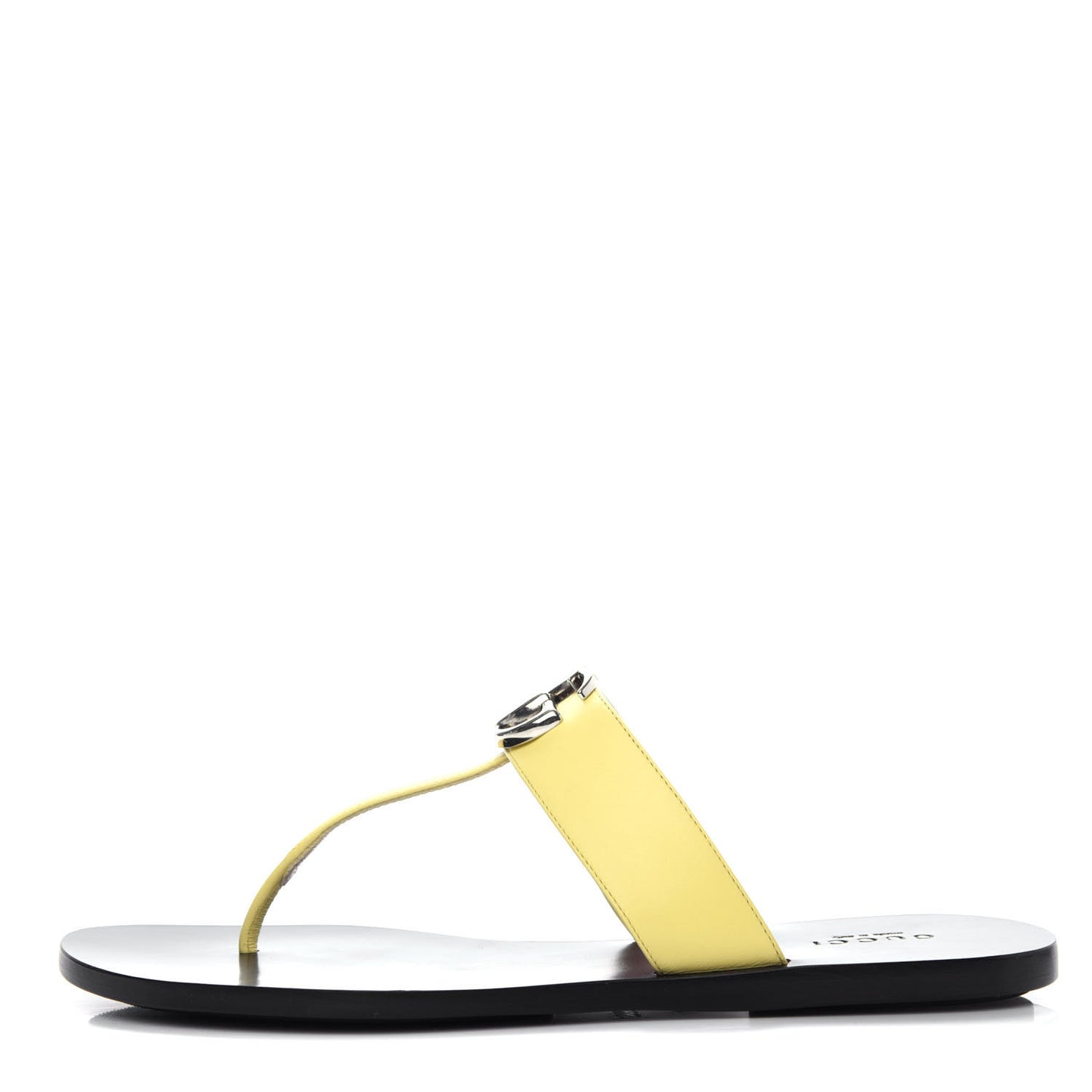 Calfskin GG Marmont Thong Sandals 37 Banana