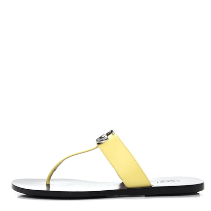 Gucci Calfskin GG Marmont Thong Sandals 37 Banana 1 of 10