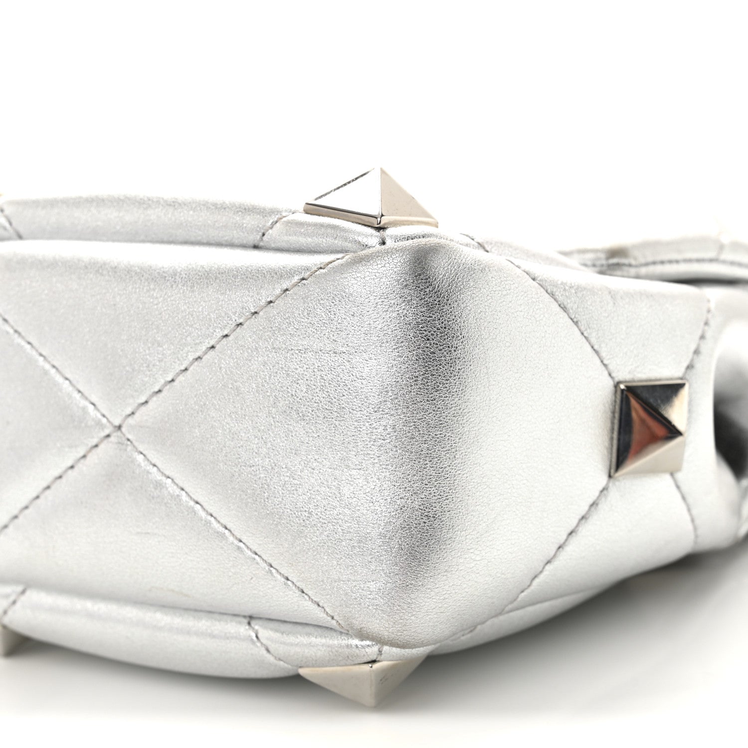Valentino Garavani Nappa Medium Roman Stud Shoulder Bag Silver 10 of 11