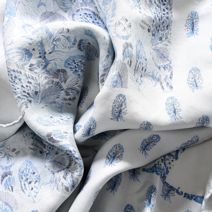 Christian Dior Silk Feathers Square Scarf White Blue 2 of 3