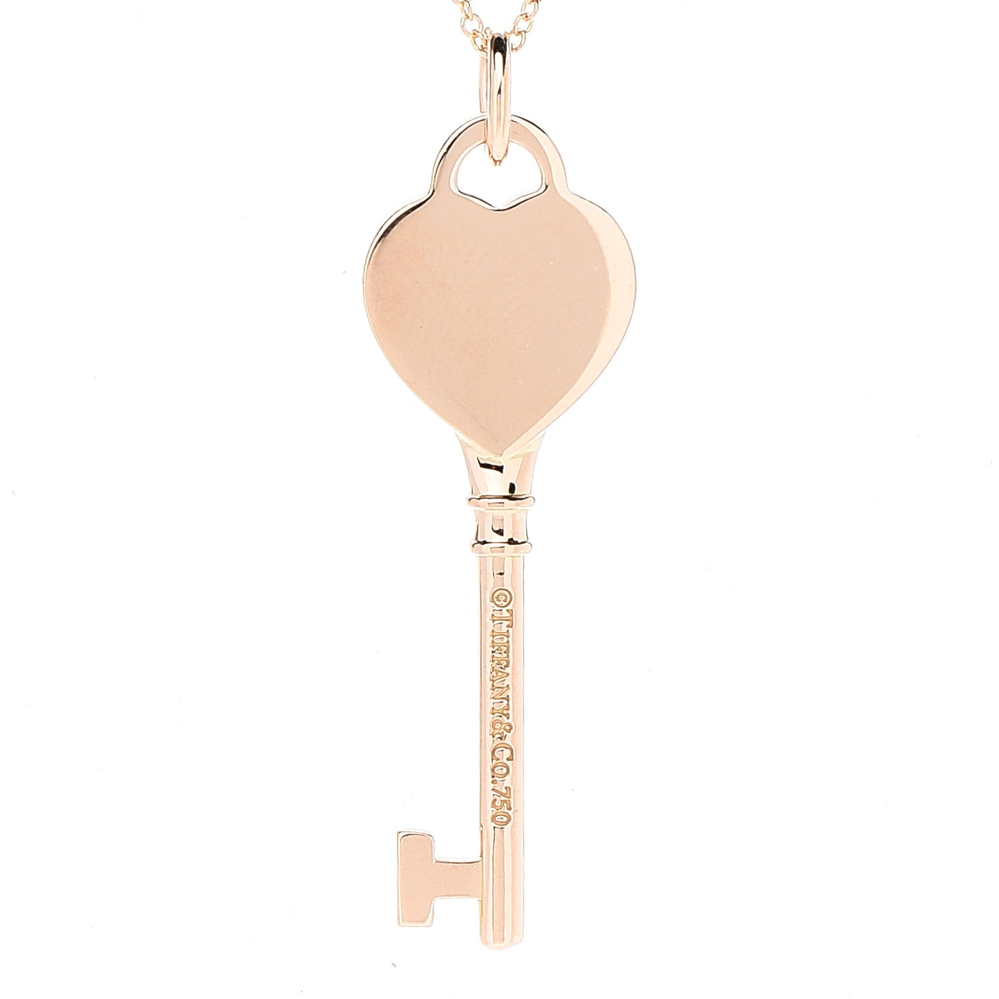 18K Rose Gold Return To Tiffany Heart Key Pendant Necklace