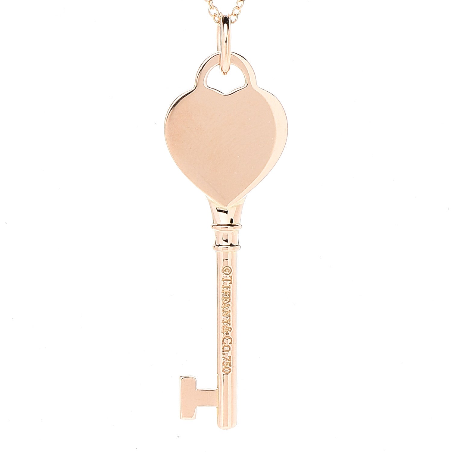Tiffany 18K Rose Gold Return To Tiffany Heart Key Pendant Necklace 7 of 7