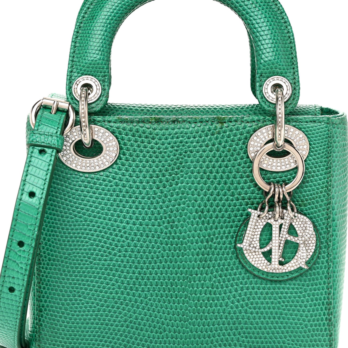 Lizard Swarovski Crystal Mini Lady Dior Green