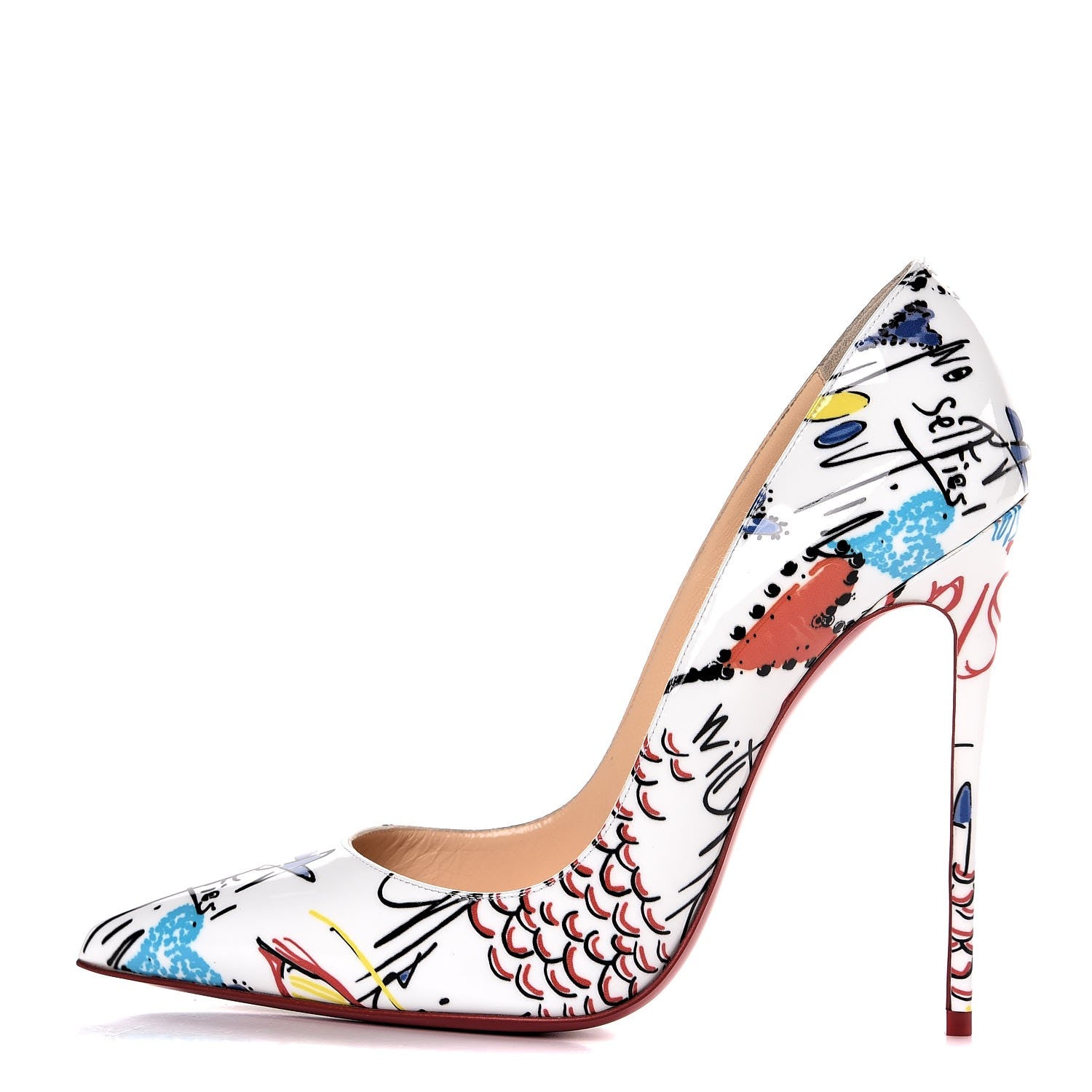Christian Louboutin Patent Loubitag So Kate 120 Pumps 39.5 White Multi 1 of 8
