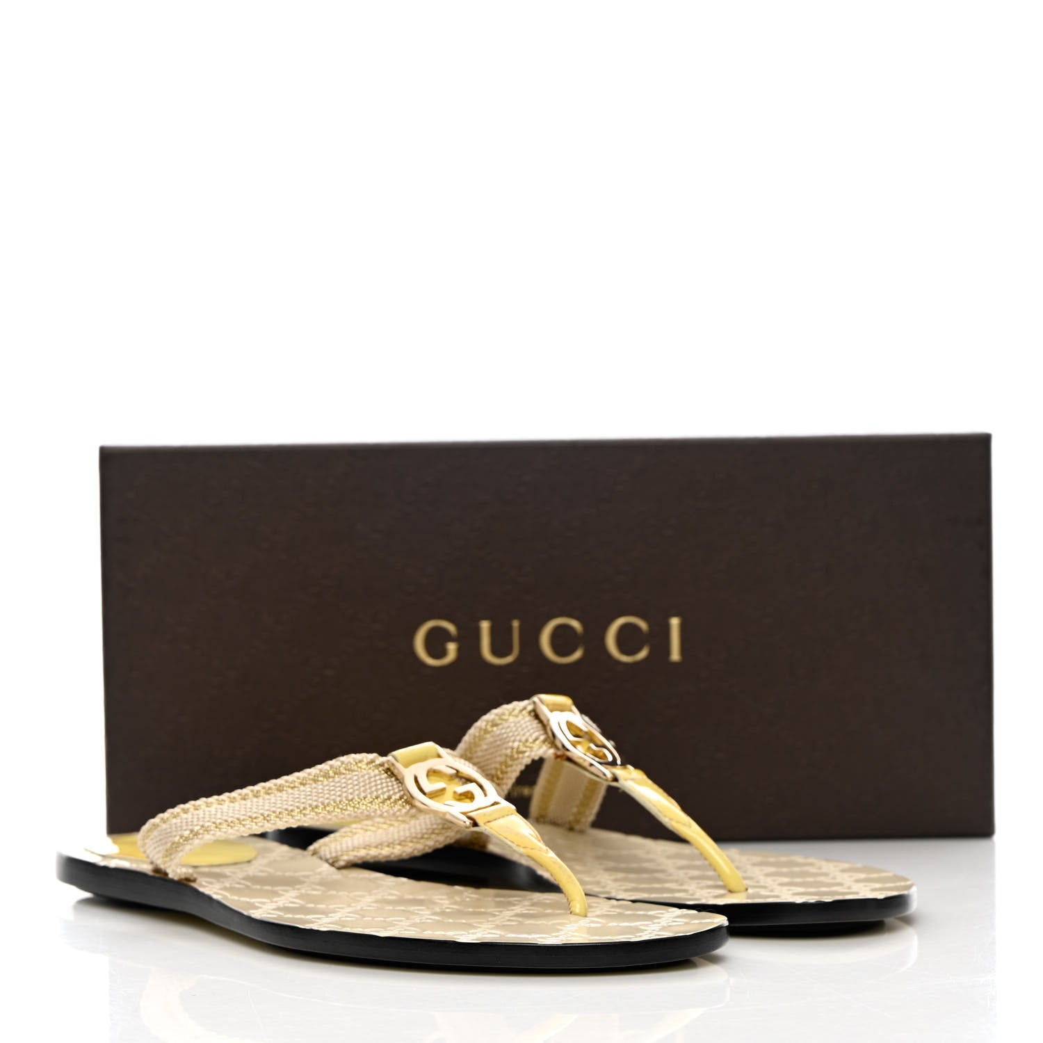 Gucci Guccissima Web Interlocking G Thong Sandals 39.5 Beige 11 of 11