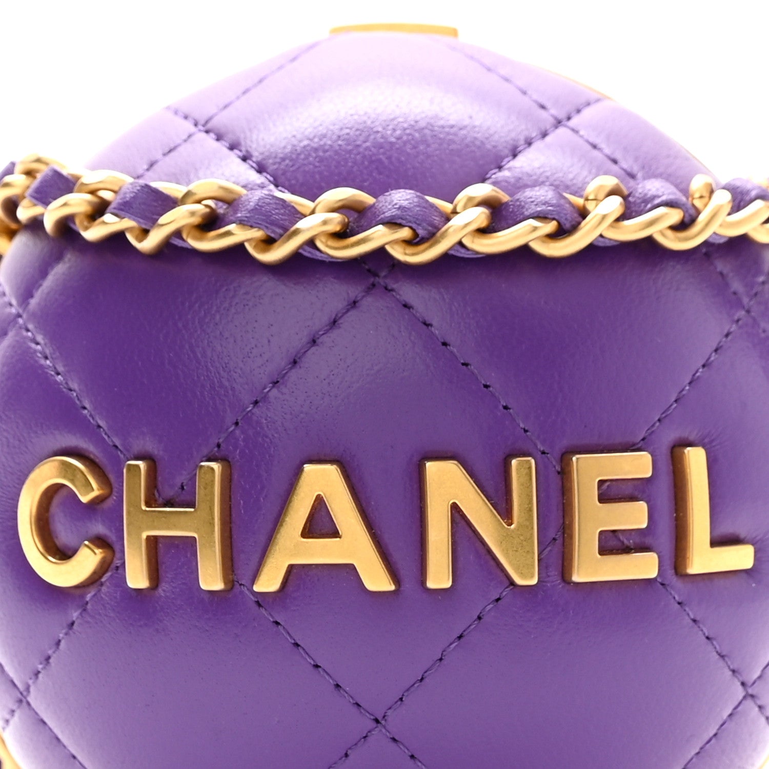 Chanel Lambskin CC Minaudiere Sphere Chain Clutch Purple 8 of 10