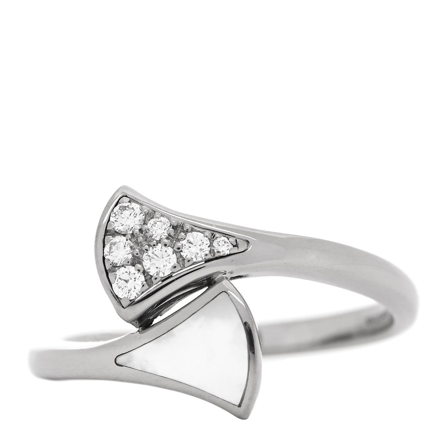 18K White Gold Diamond Mother of Pearl Divas' Dream Ring 54 6.75