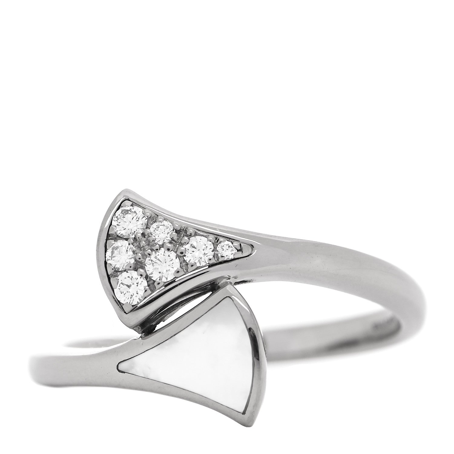 Bulgari 18K White Gold Diamond Mother of Pearl Divas' Dream Ring 54 6.75 2 of 10
