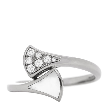 Bulgari 18K White Gold Diamond Mother of Pearl Divas' Dream Ring 54 6.75 2 of 10