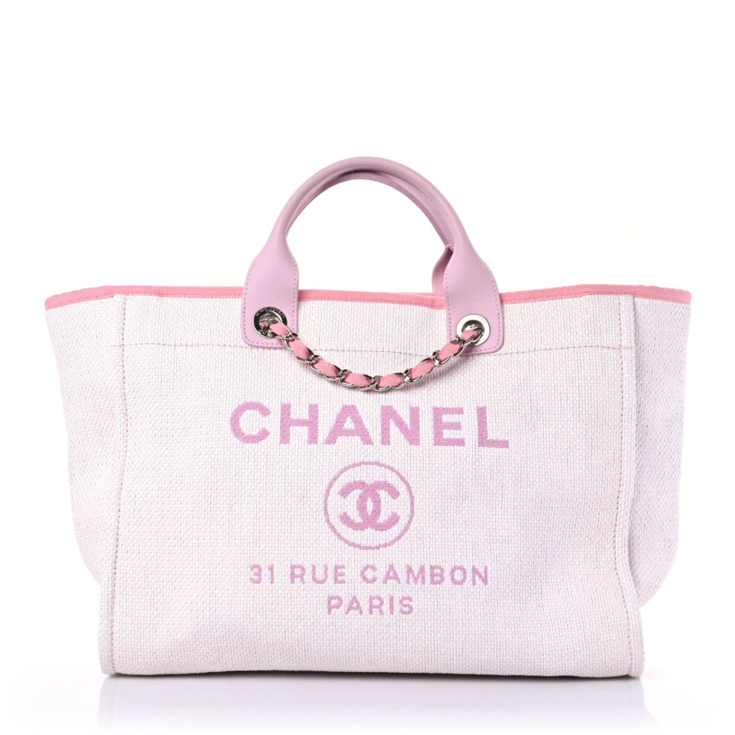 Chanel Woven Straw Raffia Medium Deauville Tote Pink 1 of 9