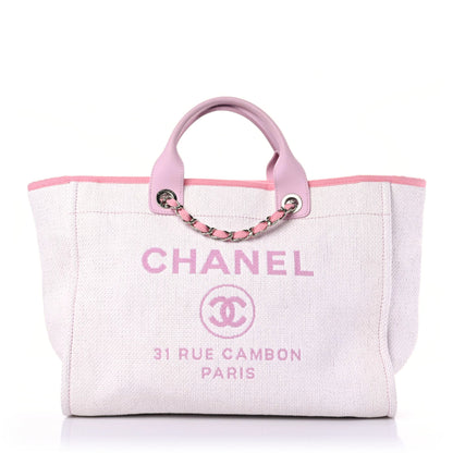 Chanel Woven Straw Raffia Medium Deauville Tote Pink 1 of 9