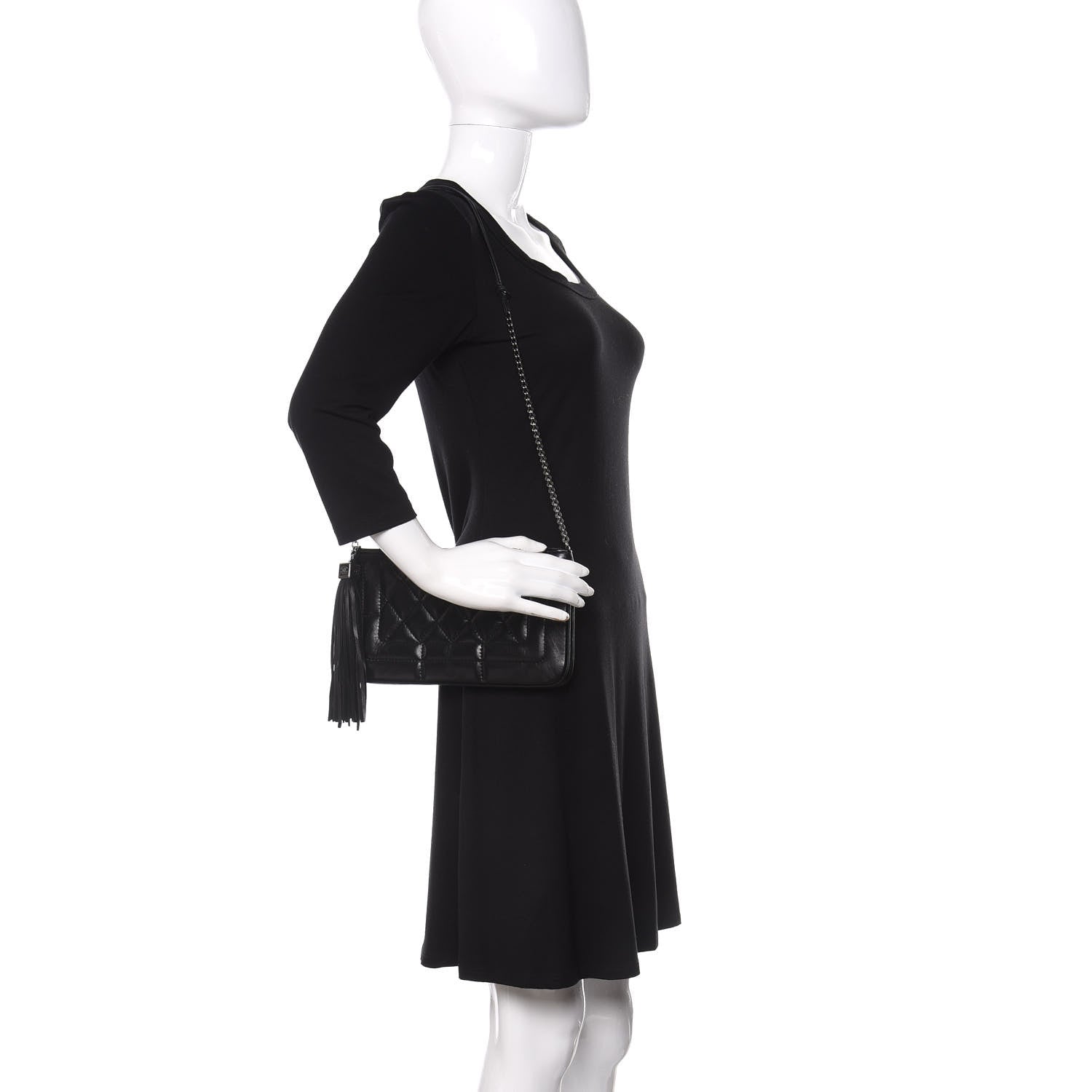 Chanel Lambskin Quilted CC Tassel Shoulder Bag Black 2 of 10