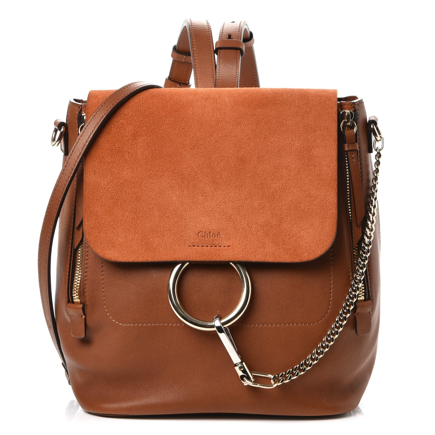 Suede Calfskin Medium Faye Backpack Tan