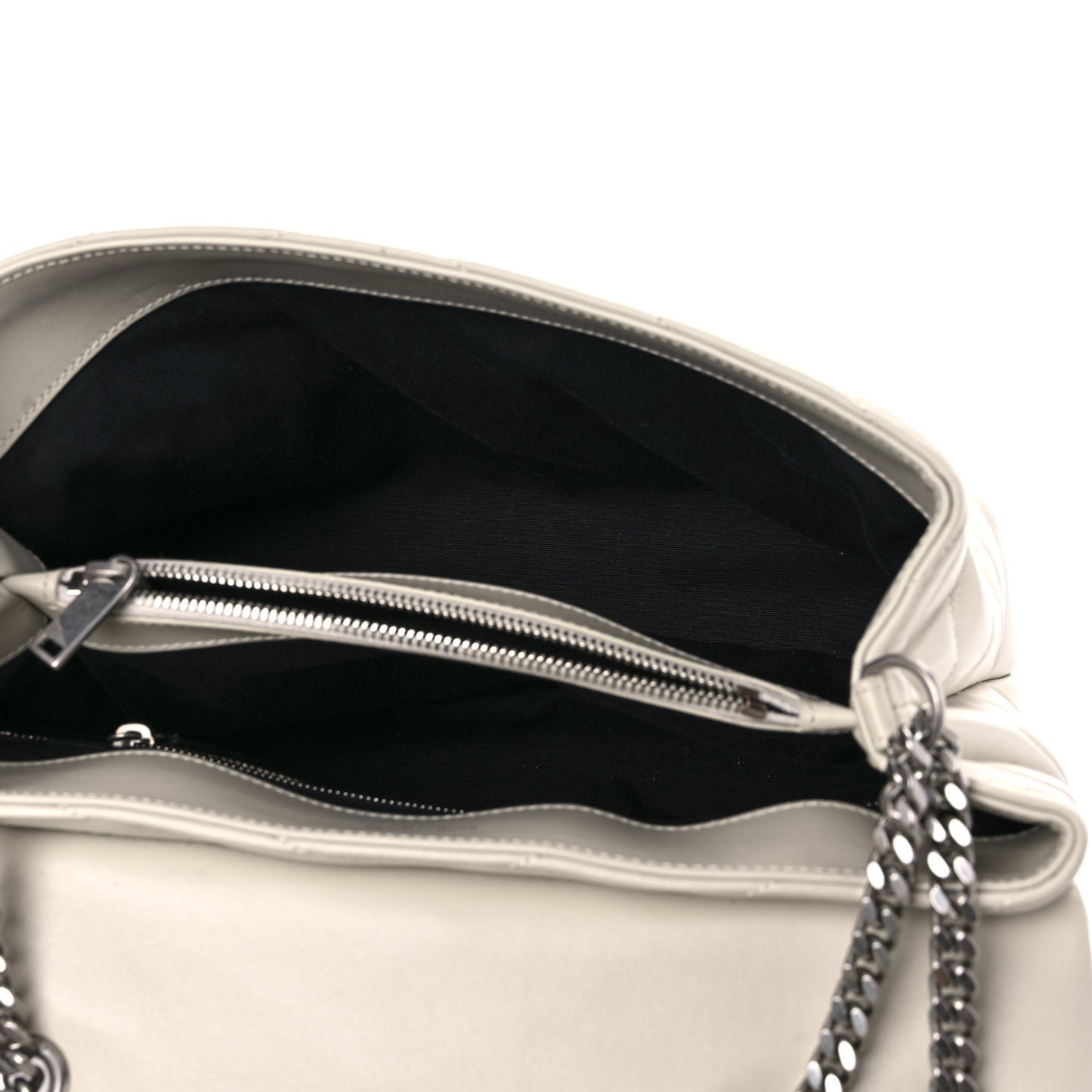Calfskin Y Quilted Monogram Medium Loulou Chain Satchel Ivory