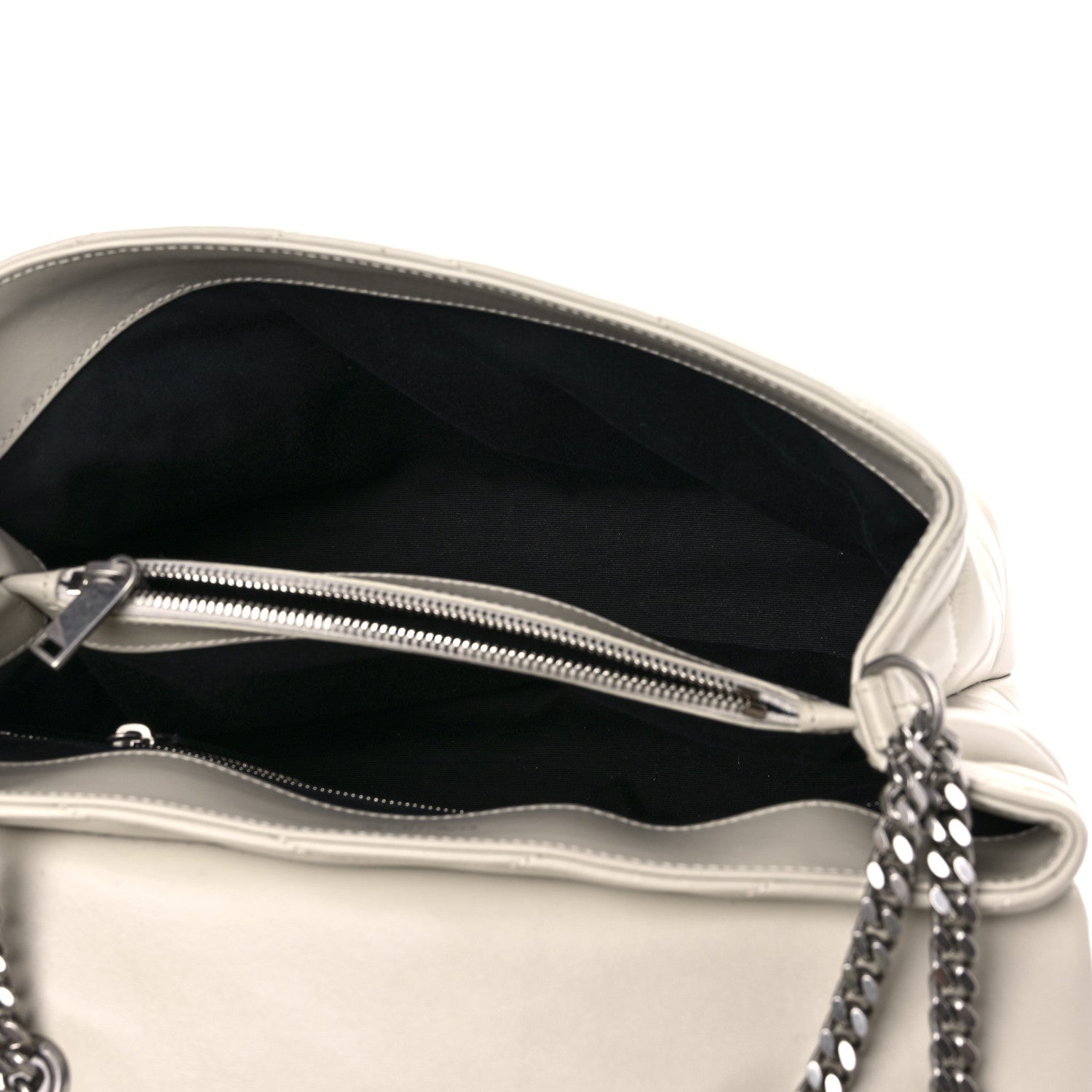 Saint Laurent Calfskin Y Quilted Monogram Medium Loulou Chain Satchel Ivory 5 of 15