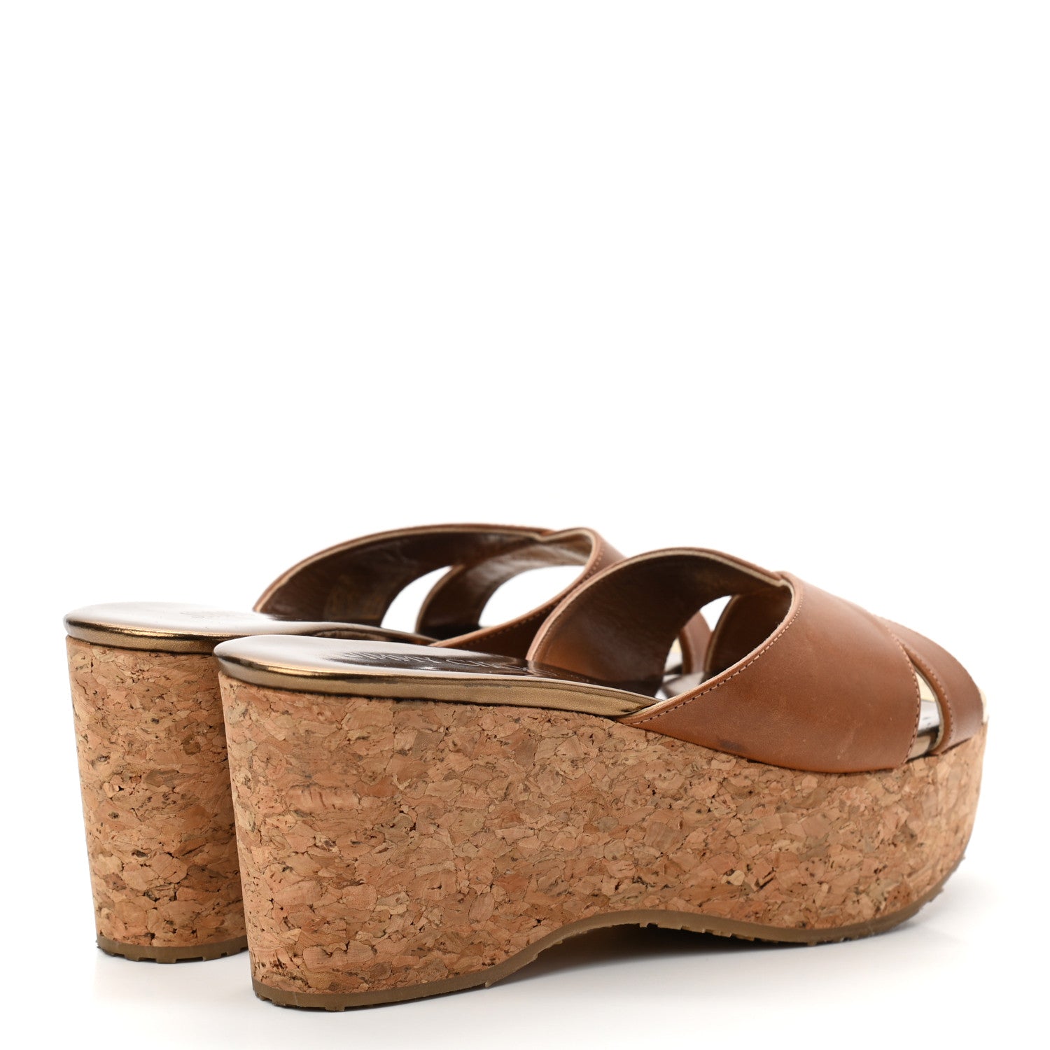 Jimmy Choo Calfskin Prima Cork Wedge Sandals 35 Canyon 4 of 8