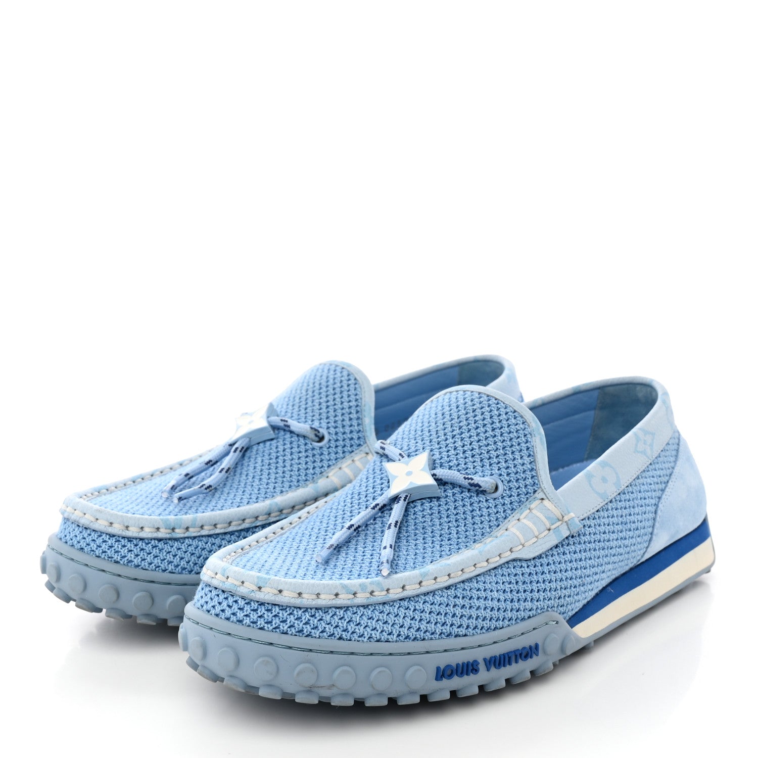 Louis Vuitton Perforated Calfskin Monogram Mens LV Racer Mocassin Loafers 6.5 Blue 3 of 13