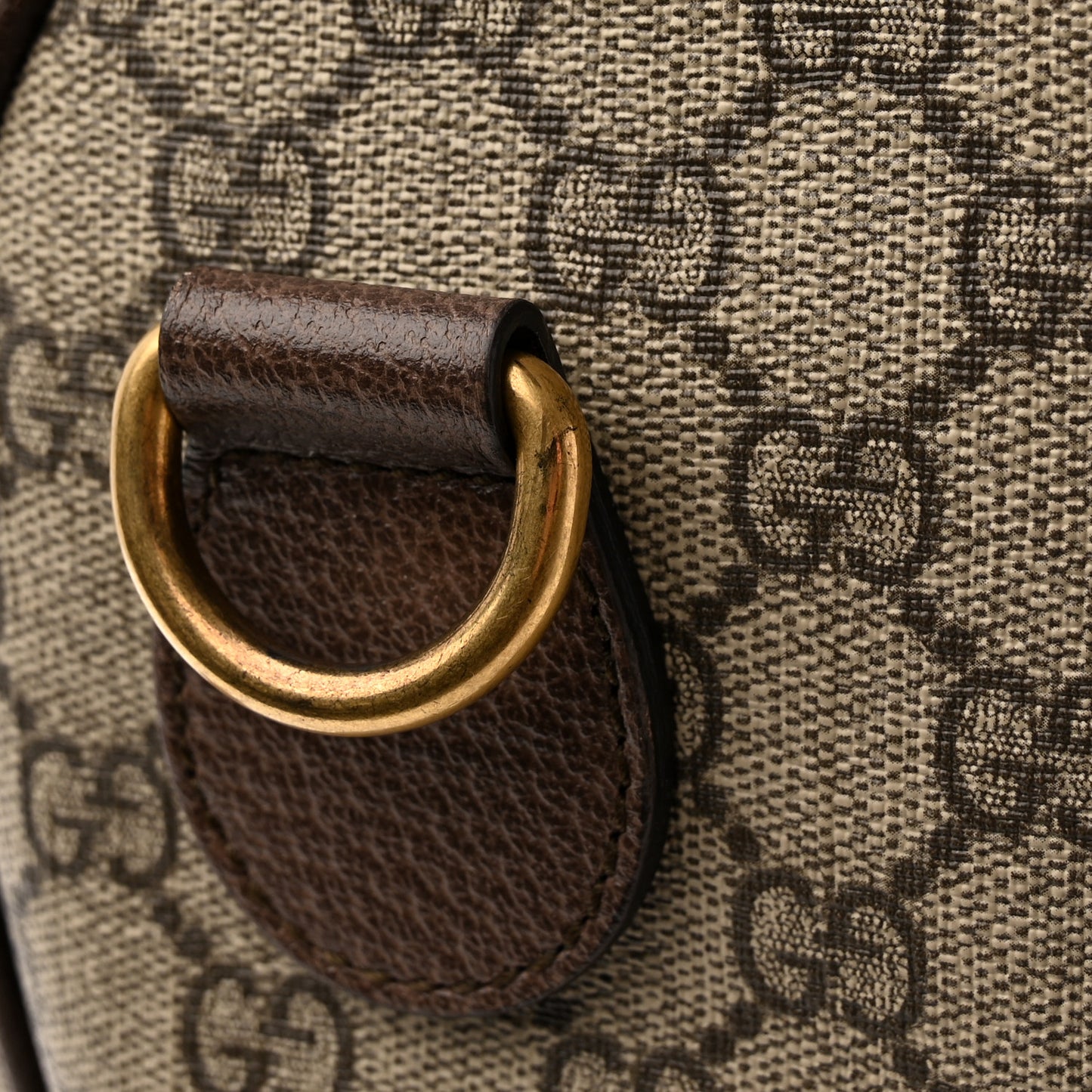 GG Supreme Monogram Textured Dollar Calfskin Web Large Savoy Duffle Bag Beige Ebony New Acero
