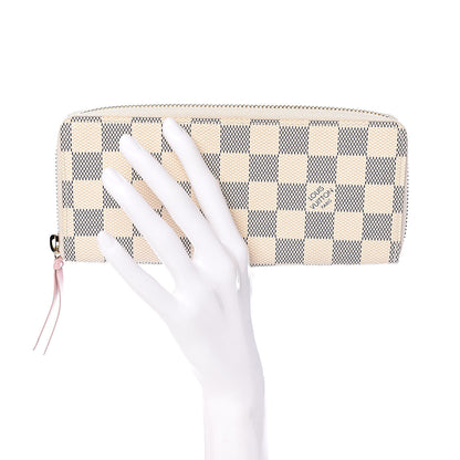 Louis Vuitton Damier Azur Clemence Wallet Rose Ballerine 2 of 8