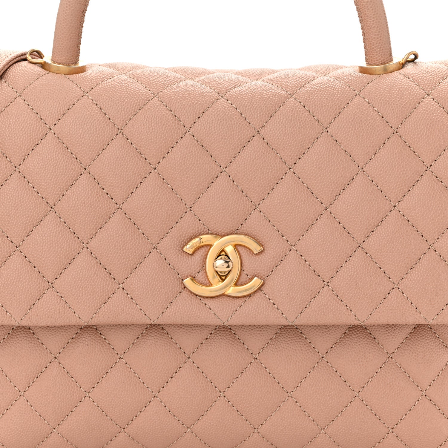 Chanel Caviar Quilted Medium Coco Handle Flap Beige 8 of 10
