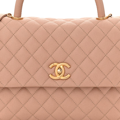 Chanel Caviar Quilted Medium Coco Handle Flap Beige 8 of 10