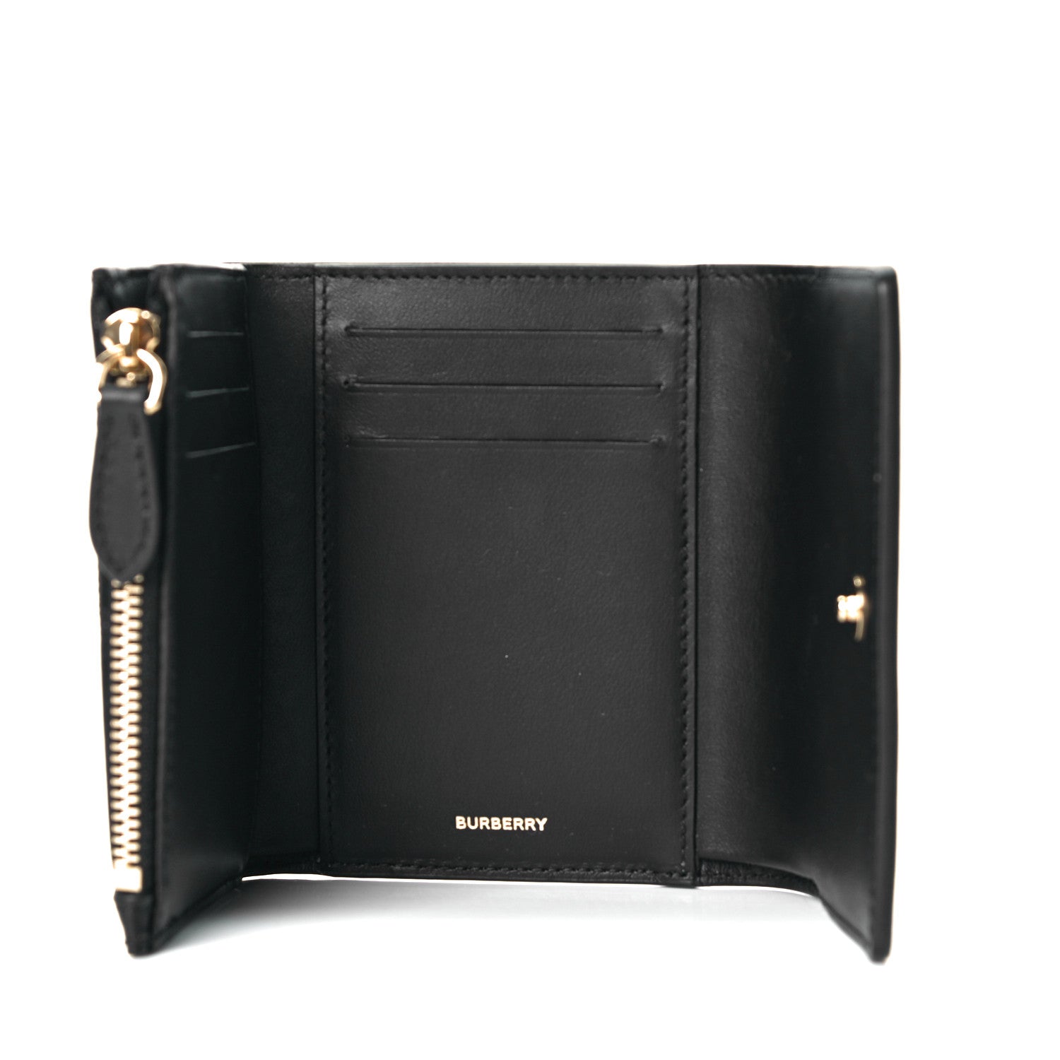 Burberry Calfskin House Check Compact Wallet Black 6 of 7