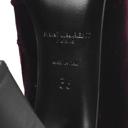 Saint Laurent Velvet Lily Thigh High Boots 36 Burgundy 7 of 7