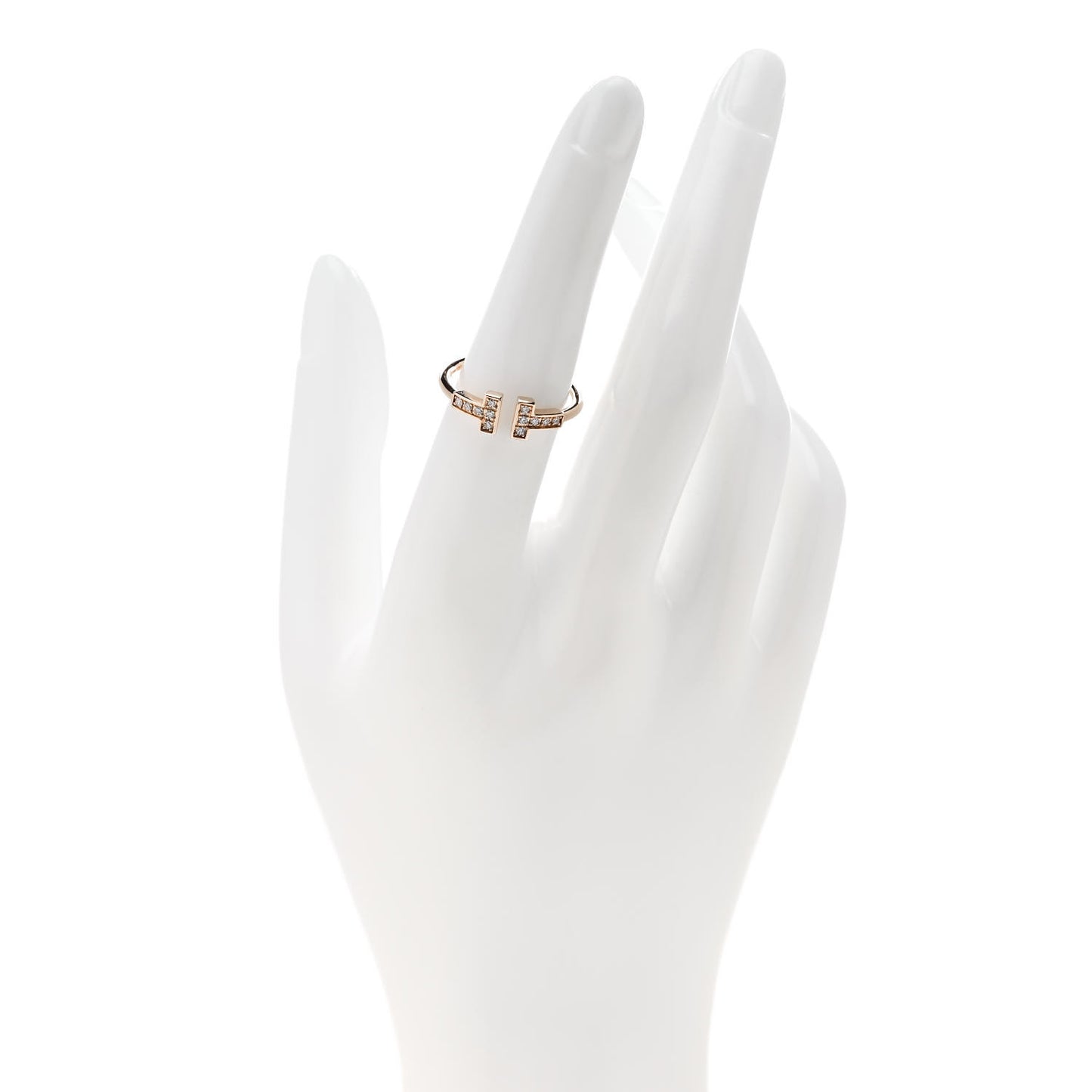 18K Rose Gold Diamond T Wire Ring 53 6.5