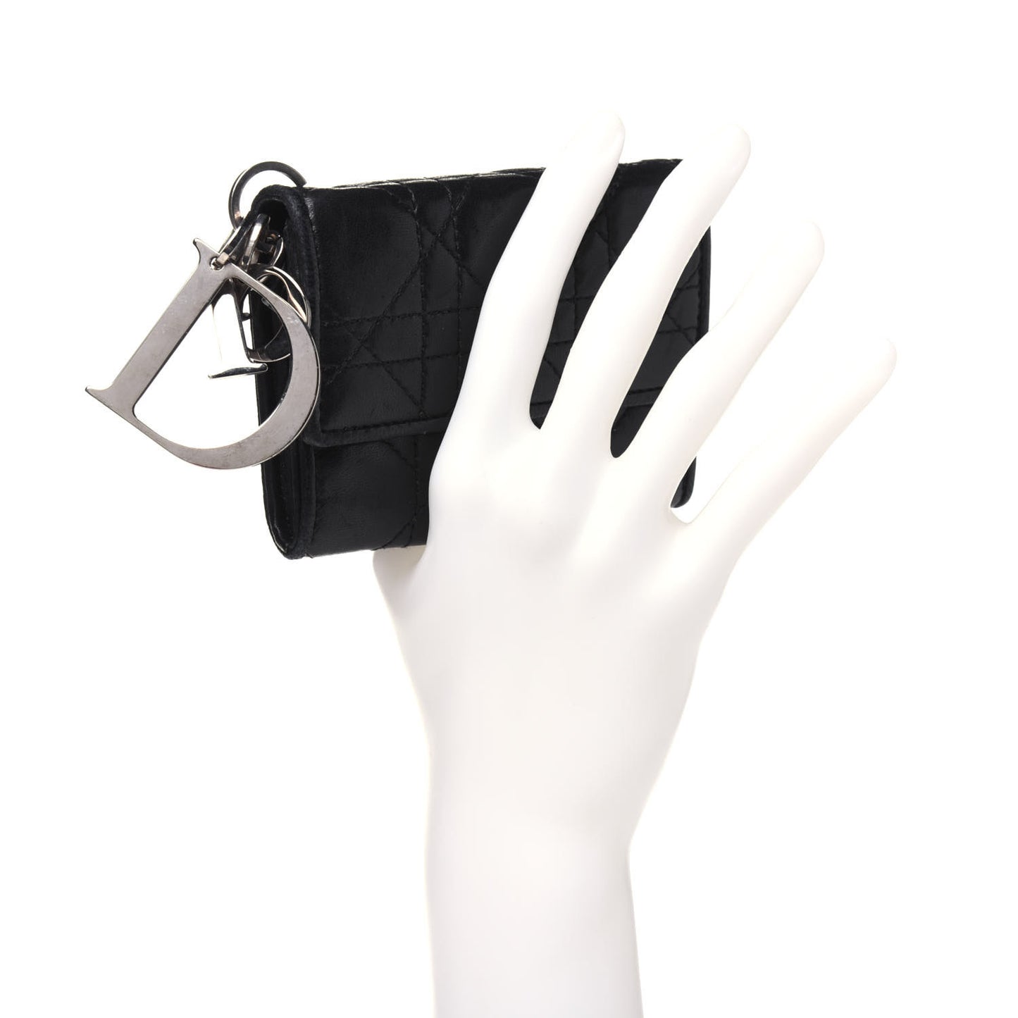 Lambskin Cannage Lady Dior Card Holder Black
