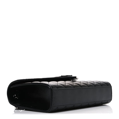 Saint Laurent Grain De Poudre Textured Mixed Matelasse Triquilt Medium Monogram Monochrome Satchel Black 4 of 10