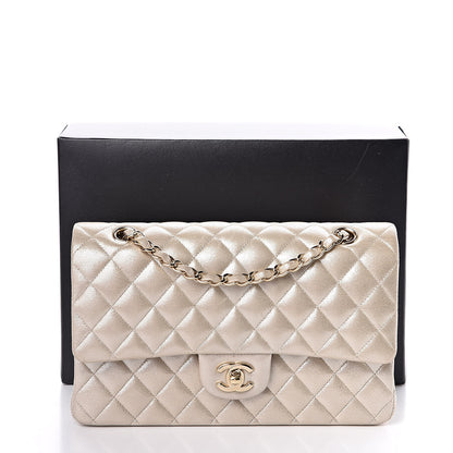Chanel Iridescent Calfskin Quilted Medium Double Flap Light Gold 10 of 10