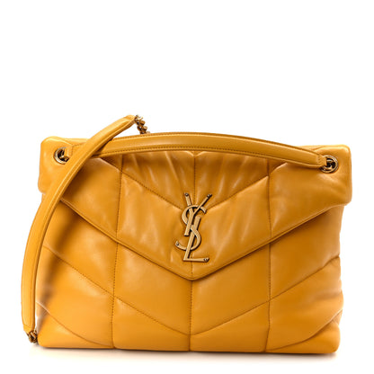 Saint Laurent Lambskin Quilted Medium Loulou Puffer Monogram Chain Satchel Saffran 1 of 11