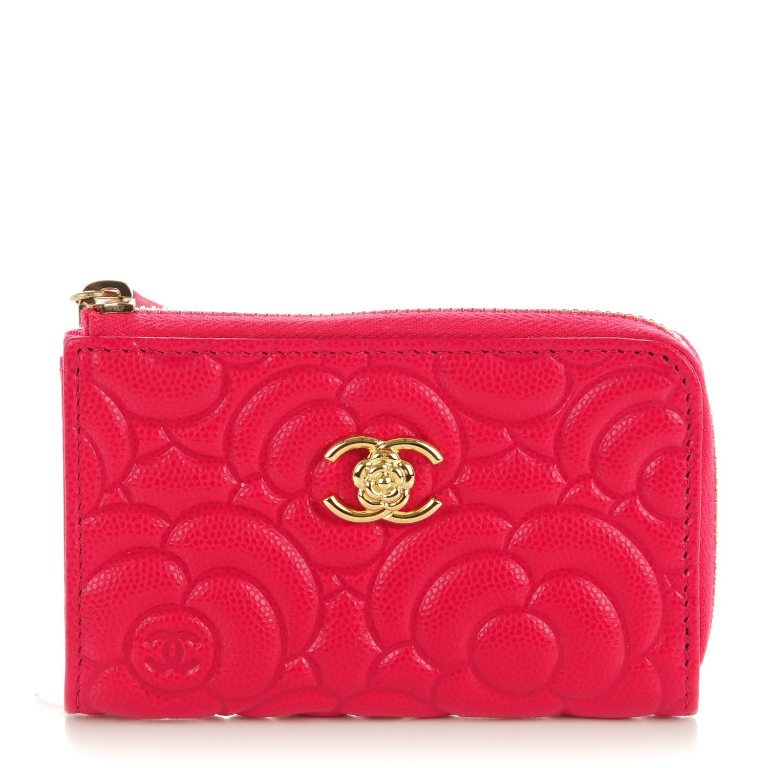 Chanel Caviar Camellia Embossed Key Holder Case Fuchsia 1 of 7